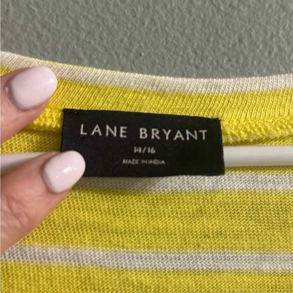 Lane Bryant Yellow and White Striped Top - Picture 5 of 8